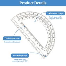 8 Pack Plastic Protractor,Math Protractors Clear 180 Degrees,Transparent Protractor for Geometry(6 Inch)