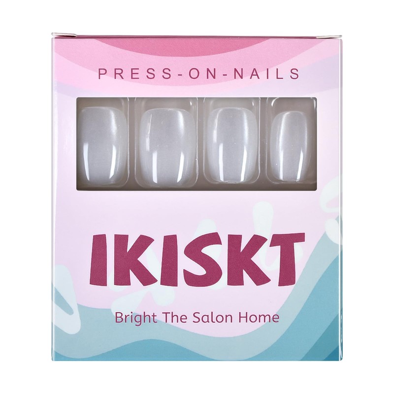 IKISKT Press On Nails - White Cat Eye Tips |