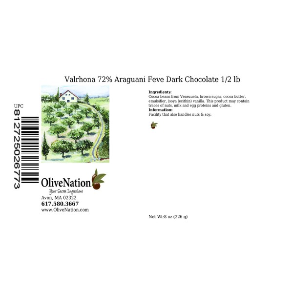 Valrhona 72% Araguani Dark Chocolate Feve from OliveNation - 1/2 pound