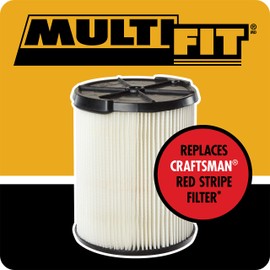 MULTI FIT Wet Dry Vac Filter VF7816TP Standard Replacement Wet Dry Vacuum Cartridge Filters for Select CRAFTSMAN Shop Vacuum Cleaners 5-Gallon and Larger (2-Pack)