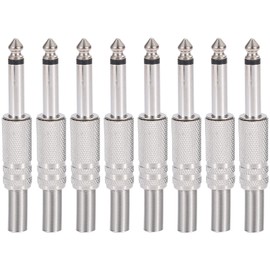 Greluma 8 pieces audio 1/4 inch TS mono plug, 6.35 mm male welding jack connector for speaker/guitar/microphone cable