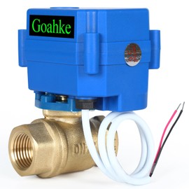 Goahke Motorized Ball Valve 1/2", Full Port, Brass Ball Valve, 9-24V AC/DC, 2 Wire Auto Return, Electric Shut Off Ball Valves