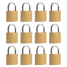 PINGEUI 12 Pack Small Brass Padlock, Padlocks with Keys, Mini Padlock for Suitcase Gym Locker Sheds, 32 x12 x50mm