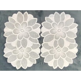 Blanket Doilies Embroidered 30 x 45 cm Oval, Pack of 2, Organz Snow White for Chest of Drawers (30 x 45 cm, Oval)