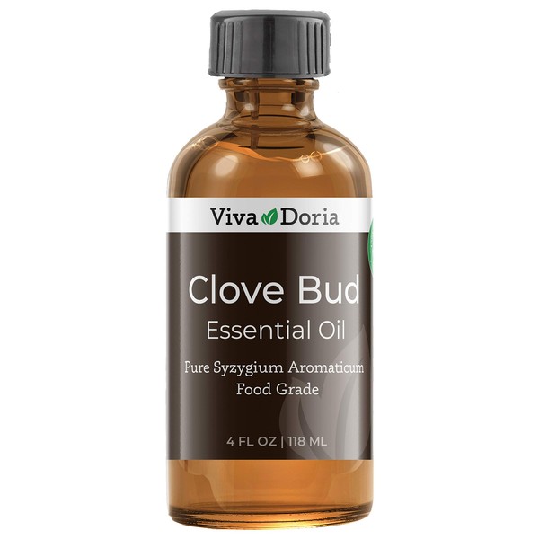 Viva Doria 100% Pure Clove Bud Essential Oil, Undiluted, Food Grade, 118 mL (4 Fl Oz)
