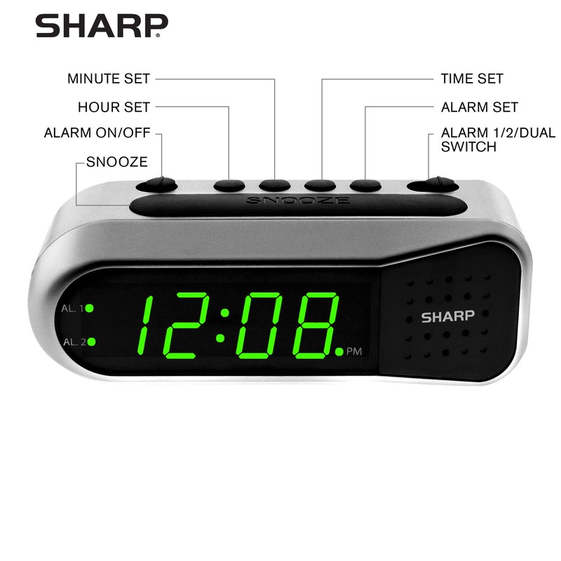 Sharp Digital Alarm Clock - Ascending Alarm Begins Faintly and