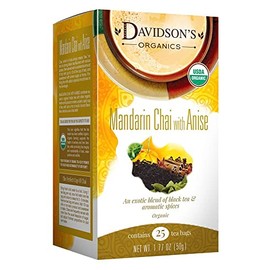 Davidson's Organics, Mandarin Chai w/Anise, 25-count Tea Bags, Pack of 6