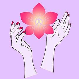 Beautiful Nail Salon Polish Hand Model with Orchid Purple Pink Cartoon Art Vinyl Sticker, Icon