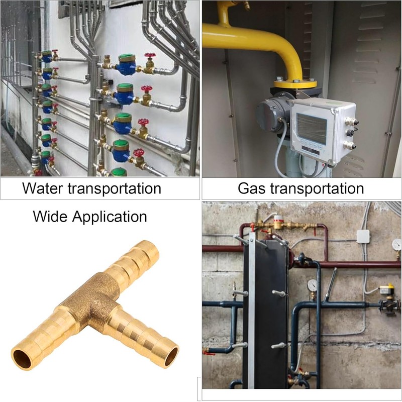 NACX 3/8" Brass T Shape Hose Barb, 3 Way Union