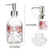 17oz Flower Glass Soap Dispenser Bottle with Plastic Pump,Set of