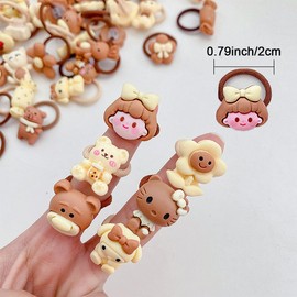 Petunny 80Pcs Cute Small Baby Hair Ties Mini Cartoon Hair Ties Soft Cotton Ponytail Holders for Baby Infants Toddler Littler Girls Kids