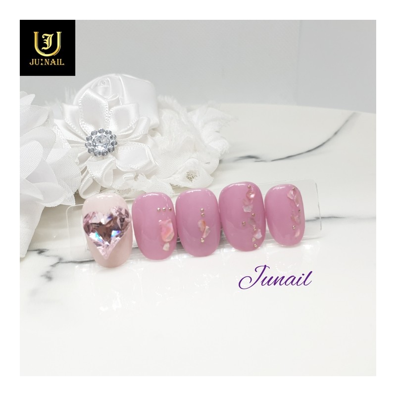 Heart Thumping Pink Heart Homemade Nail Tips - Short Oval