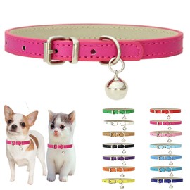 XS Dog Collar with Bell Cat Collar with Bells Cat Kitten Puppy Collars Tiny Little Girl Female Boy Puppia Collar for XXS XS XSmall X-Small Extra Small Breed Pets Hot Pink XS