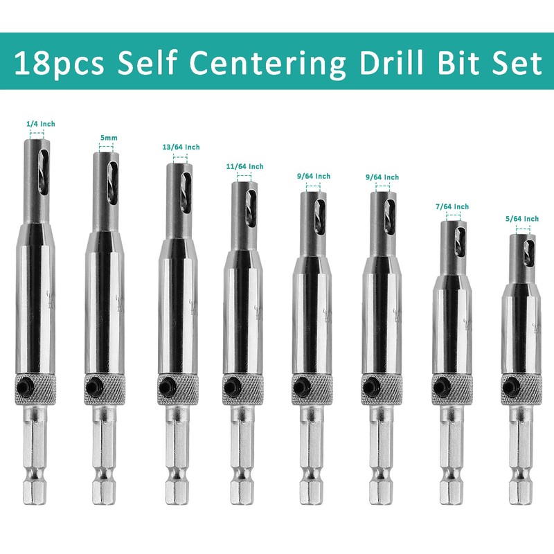Aracombie 17pcs Self Centering Drill Bit Set for Metal Woodworking,