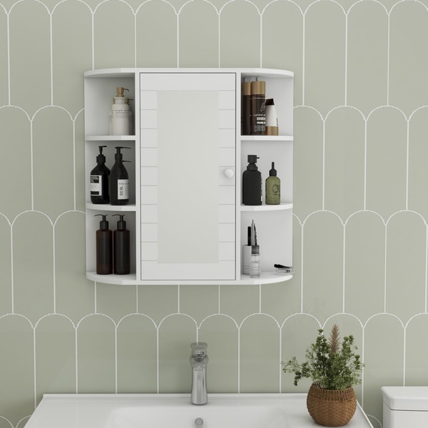 Heemab Wall Mounted Bathroom Medicine Cabinet with Mirror Door, 6