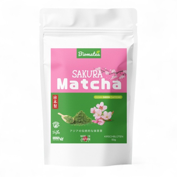 Biomatea Sakura Matcha Tea 50 g - Ceremonial Grade from