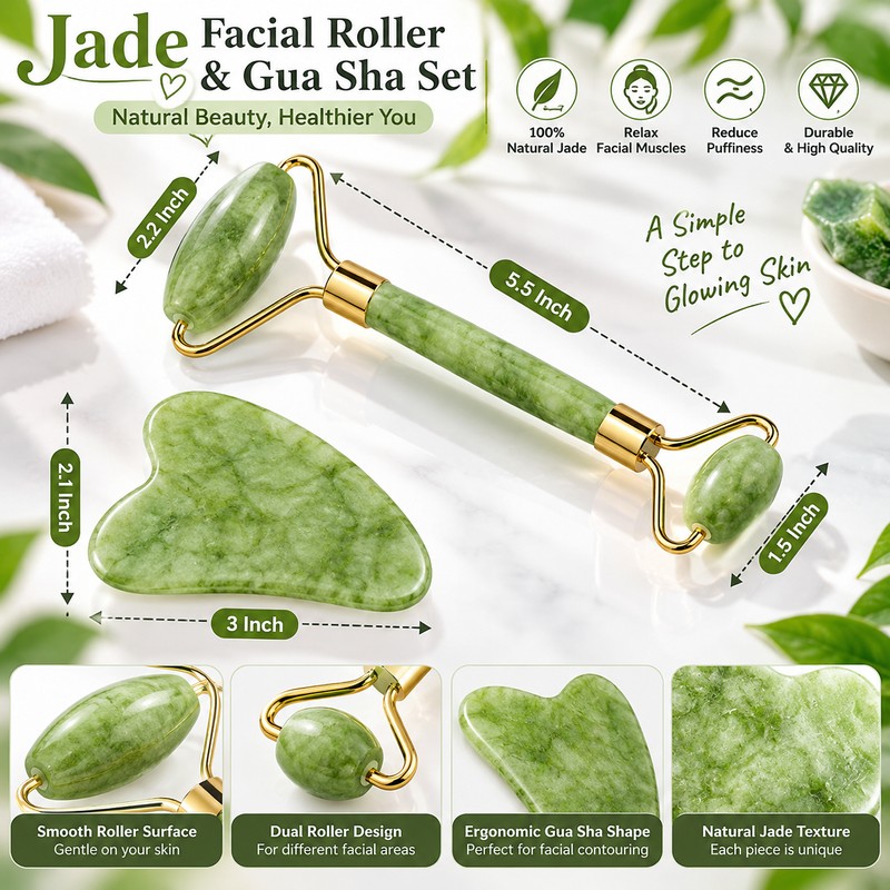 Natural Jade Roller Massager Facial Roller Jade Stone Liftting Anti-wrinkle