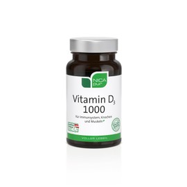 NICApur Vitamin D3 1000, the basic supply of vitamin D3 for every day, pure substance without additives, 120 capsules 10343