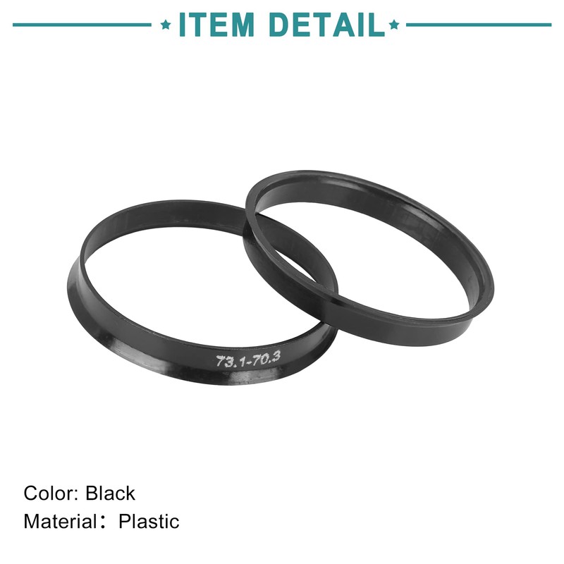 ACROPIX 73.1 to 70.3mm Hub Centric Rings Black - Pack