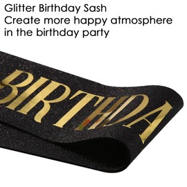 Birthday Baddie Sash, Black Glitter Birthday Sash for Women Men Girls, Gold Foil Funny BirthdaySash Decorations Party Favors Accessories Supplies (Gold)