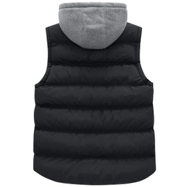wantdo Men's Big and Tall Puffer Vest Warm Padded Winter Outerwear Vest (Black, 4X-Big)