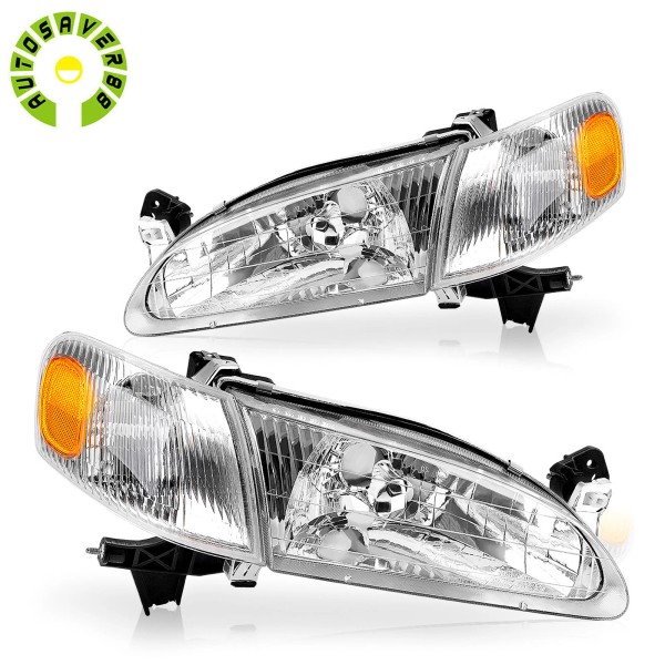 LEDKINGDOMUS For 1998-2000 Toyota Corolla Combo Set Headlights & Corner