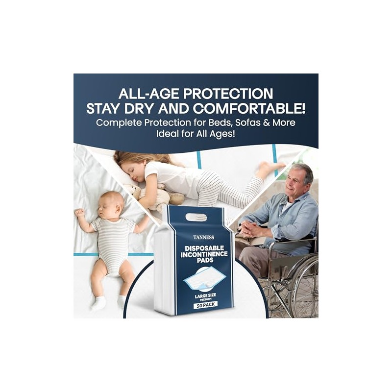 TANNESS 50 x Disposable Bed Pads - 90x60cm Pads Women