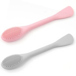 Jaasuee Silicone Face Mask Applicator: 2-Pack Facial Brushes for Mud, Clay, Charcoal - Soft Beauty Brush Tools (Pink+Gray)