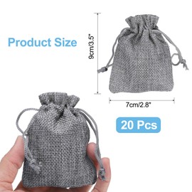 uxcell 20 Pcs Burlap Bags with Drawstring, 2.8 x 3.5 Inch Favor Sacks Bag Jewelry Pouches for Christmas Thanksgiving Birthday Wedding Party Gifts Bags, Silver Gray