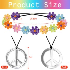 Hippie Accessories Hippie Costume Accessories, 70s Clothing Women's Flower Power Accessories, Hippie Clothing with Retro Glasses Necklace Hippie Colourful Garlands for 60s 70s 80s Party Accessories
