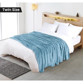 Utopia Bedding Washed Blue Fleece Blanket Twin Size Lightweight Fuzzy Soft Anti-Static Microfiber Bed Blanket (60x80 Inch)