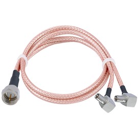 Vecys F Male to Dual TS9 Male Right Angle Connector RF Coax Cable F Type Jumper Cable 50 Ohm Low Loss F to Dual TS9 Connector Y Type RG316 11.8IN/30CM Pigtail Coaxial Cable