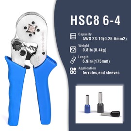 WEKESIGO Wire Ferrule Crimping Tool, Square Crimp Profile, Self-adjusting Wire End-sleeves Crimper for AWG23-10 Insulated Terminal & Non-insulated Ferrule