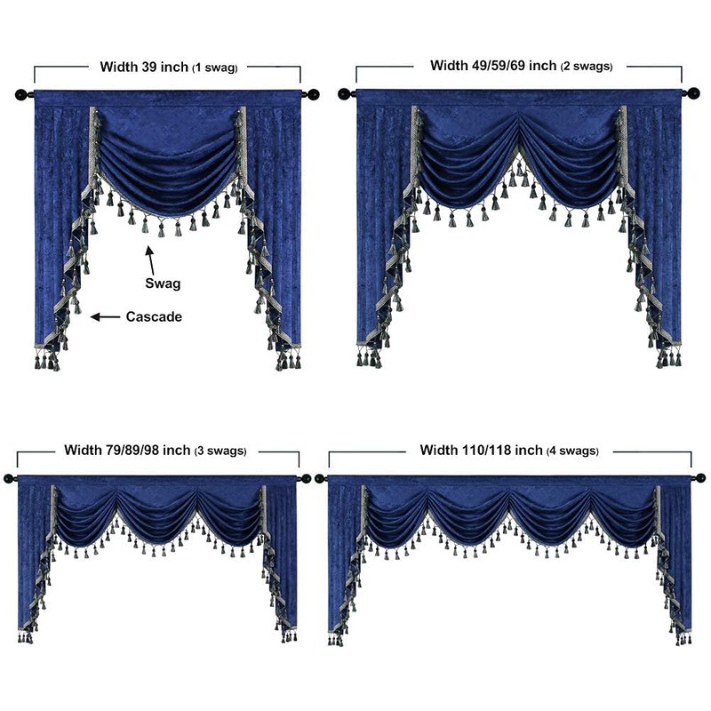 ELKCA Double-Sided Chenille Window Curtains Valance for Living Room Royal