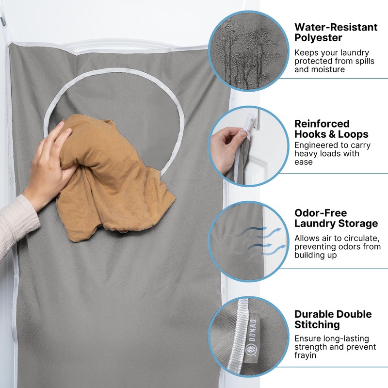 DONAQ Hanging Laundry Hamper Bag XL 40x22", Space Saving over