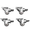 4Pcs Small Caster Wheels 1in Diameter Steel Rubber Rotating Locking