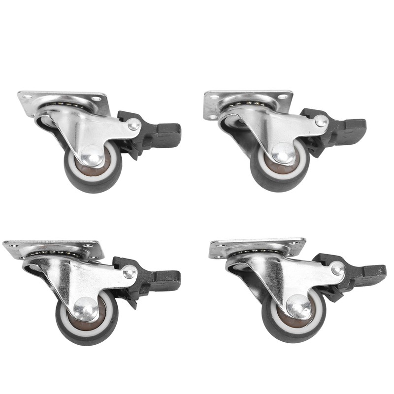 4Pcs Small Caster Wheels 1in Diameter Steel Rubber Rotating Locking
