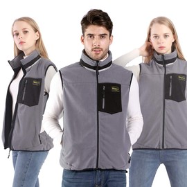 PROSmart Heated Vest Polar Fleece Lightweight Waistcoat with USB Battery Pack(Unisex,Black) (Gray, L) (Gray, 2XL)