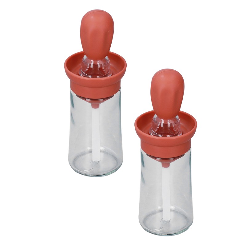 2pcs Oil Container with Silicone Brush Oil Dispenser Bottle for