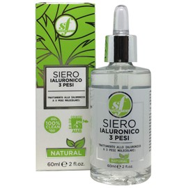 Hyaluronsäure-Serum, 3 Gewichte Molekular, Konzentrat, vegan, 100 % rein, mit Bio-Aloe Vera, Flasche 60 ml, Anti-Aging, Anti-Falten, Clean-Produkt, hergestellt in Italien