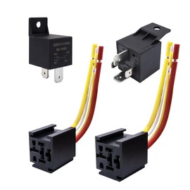 HISports Pack of 2 80 A Relay, 12 V 4 Pin Heavy Duty Relay with Socket, JD2912-1Z-12VDC, SPST Relay for Car, Truck, Boat, Van, Motorcycle, Contactor Relay for Car Switch, Electric Fan, Motor Relay