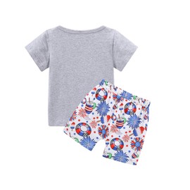 MauTolz 2PCS Baby Girls Boys Toddlers 4th of July Independence Day Clothes Outfit Short Sleeve Tops& Pants Set for Kids (boy-wt,12-18 Months)