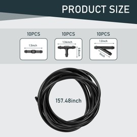 getfay Pack-30 Car Windshield Washer Hose Kit, 13.1Ft Flexible Bendable Hose + T-type Y-type I-type Hose Connector, Connects Water Pump and Nozzle Accessories, Universal for Most Cars Models (Black)