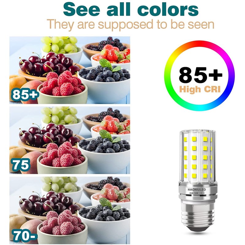 E26 10W LED Light bulbs, 6000K Daylight White, 1000 lumen,