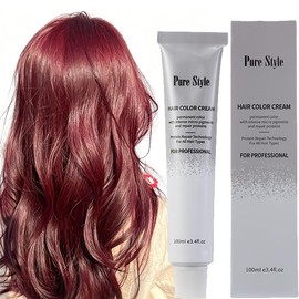 PureStyle 3.4 fl oz(100ml) Hair Color Cream, Ammonia-Low Permanent Hair Dye with Nourishing, Long-Lasting Fade-Resistant Color, At-Home Salon Quality Hair Coloring Deep Red