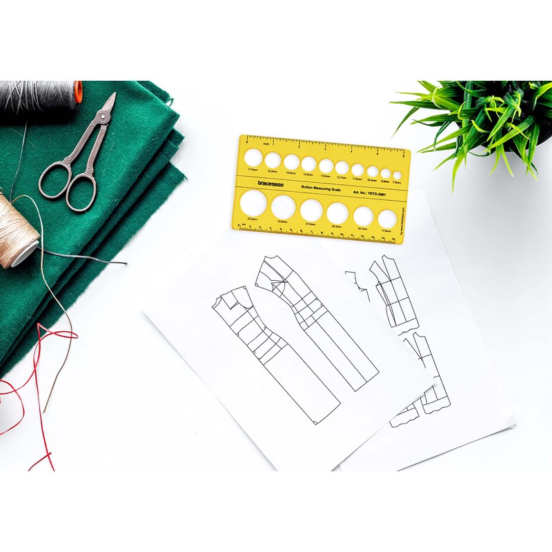 Traceease Button Measuring Scale Stencil Templates, Tailoring Tools and Accessories-