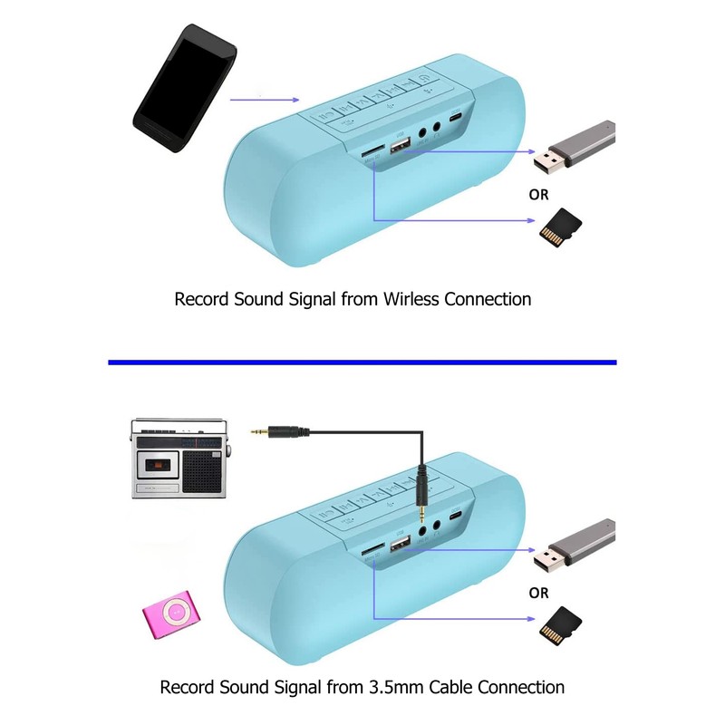 Wireless Bluetooth Speaker Recorder 44.1kHz Sampling 160kpbs Bit Rate Music