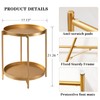 TeoKJ 2 Tier Gold Side Table, Folding Round Metal End