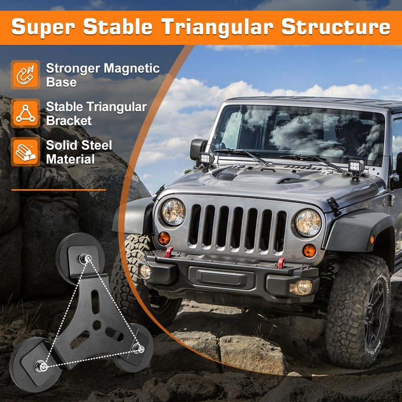 WFPOWER 2 Pack Powerful Magnet Base for LED Light bar,