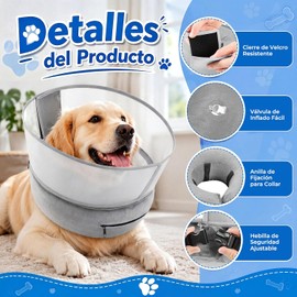 LISAPRO 2 en 1 Collar de Recuperación para Perros, Collar Isabelino para Perro, con Funda Protectora Extraíble, Collar Inflable de Recuperación, Evita Mordidas y Rasguños, para Gatos y Perros(Gris,XL)